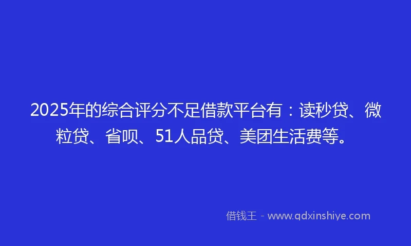 2025年的综合评分不足借款平台有：读秒贷、微粒贷、省呗、51人品贷、美团生活费等。