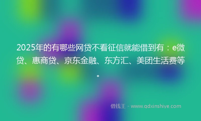 2025年的有哪些网贷不看征信就能借到有：e微贷、惠商贷、京东金融、东方汇、美团生活费等。