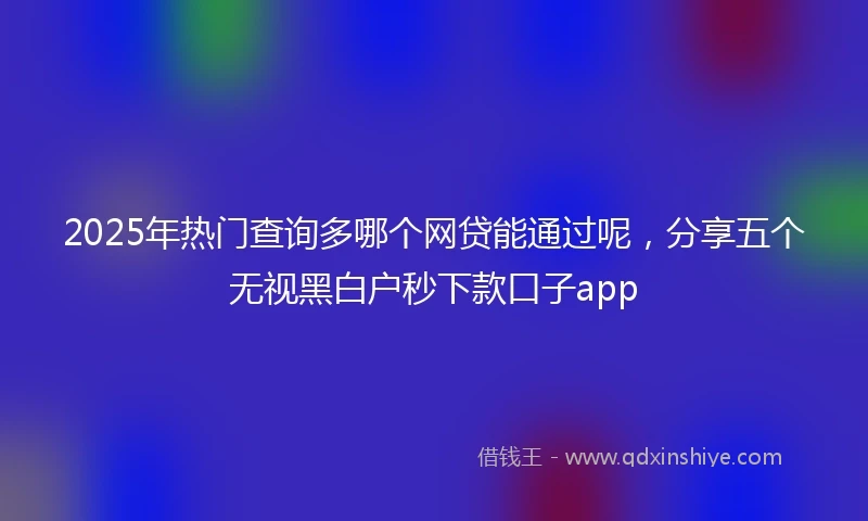 2025年热门查询多哪个网贷能通过呢，分享五个无视黑白户秒下款口子app