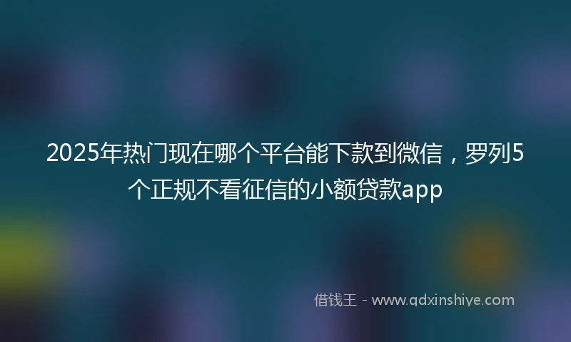 2025年热门现在哪个平台能下款到微信，罗列5个正规不看征信的小额贷款app