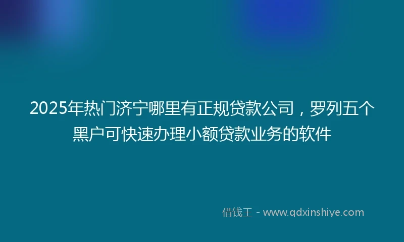 2025年热门济宁哪里有正规贷款公司，罗列五个黑户可快速办理小额贷款业务的软件