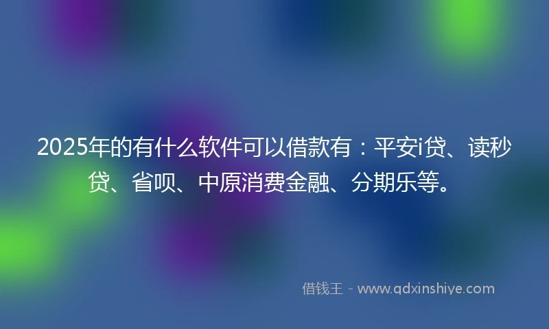 2025年的有什么软件可以借款有：平安i贷、读秒贷、省呗、中原消费金融、分期乐等。
