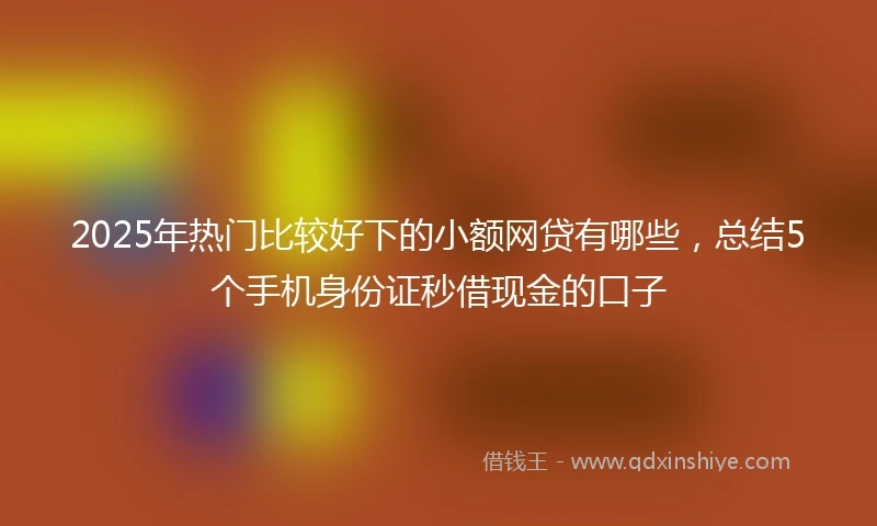 2025年热门比较好下的小额网贷有哪些，总结5个手机身份证秒借现金的口子