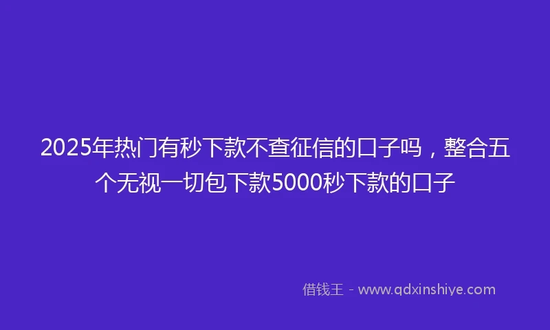 2025年热门有秒下款不查征信的口子吗，整合五个无视一切包下款5000秒下款的口子