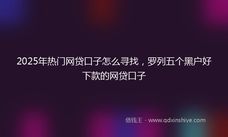 2025年热门网贷口子怎么寻找，罗列五个黑户好下款的网贷口子
