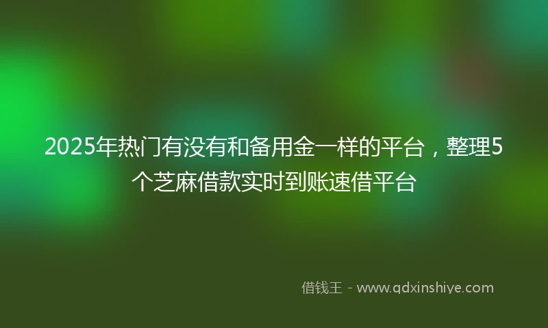 2025年热门有没有和备用金一样的平台，整理5个芝麻借款实时到账速借平台
