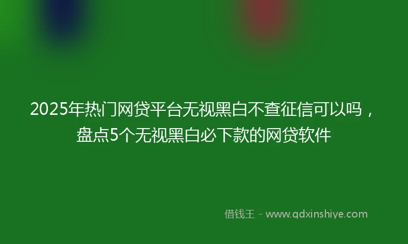 2025年热门网贷平台无视黑白不查征信可以吗，盘点5个无视黑白必下款的网贷软件