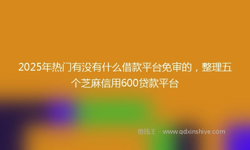 2025年热门有没有什么借款平台免审的，整理五个芝麻信用600贷款平台