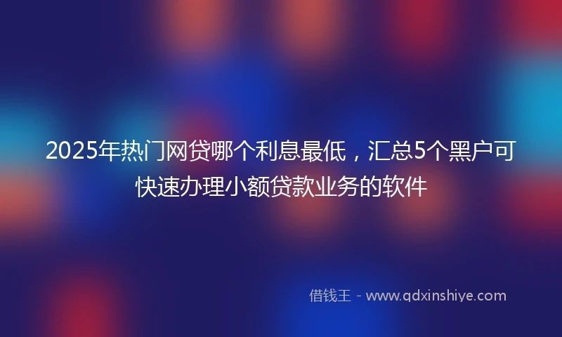 2025年热门网贷哪个利息最低，汇总5个黑户可快速办理小额贷款业务的软件