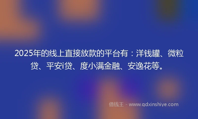 2025年的线上直接放款的平台有：洋钱罐、微粒贷、平安i贷、度小满金融、安逸花等。