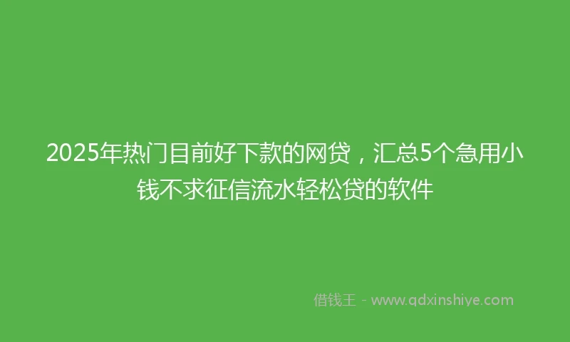 2025年热门目前好下款的网贷，汇总5个急用小钱不求征信流水轻松贷的软件