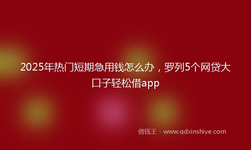2025年热门短期急用钱怎么办，罗列5个网贷大口子轻松借app