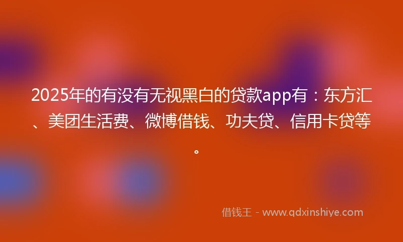 2025年的有没有无视黑白的贷款app有：东方汇、美团生活费、微博借钱、功夫贷、信用卡贷等。