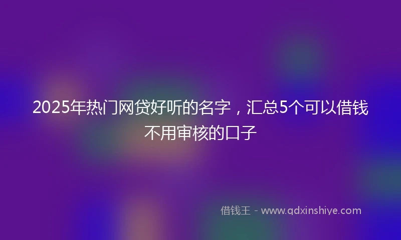 2025年热门网贷好听的名字，汇总5个可以借钱不用审核的口子