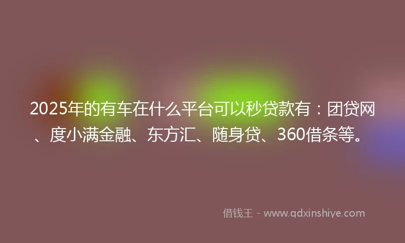 2025年的有车在什么平台可以秒贷款有：团贷网、度小满金融、东方汇、随身贷、360借条等。