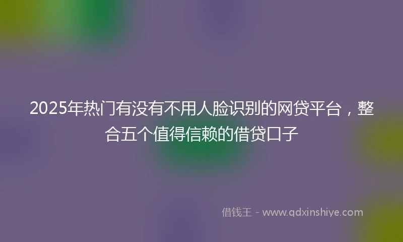 2025年热门有没有不用人脸识别的网贷平台，整合五个值得信赖的借贷口子