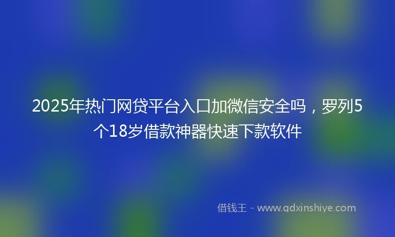 2025年热门网贷平台入口加微信安全吗，罗列5个18岁借款神器快速下款软件
