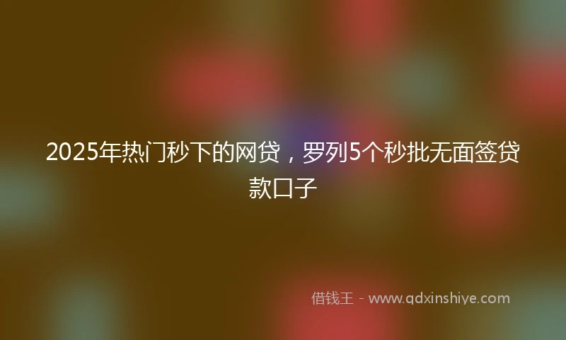 2025年热门秒下的网贷，罗列5个秒批无面签贷款口子