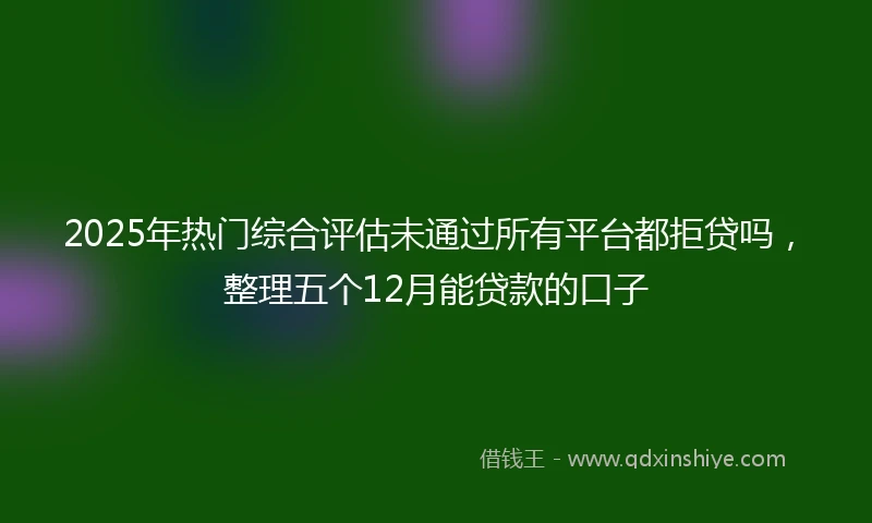 2025年热门综合评估未通过所有平台都拒贷吗，整理五个12月能贷款的口子