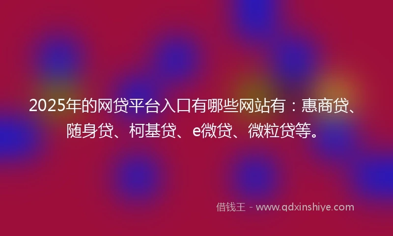 2025年的网贷平台入口有哪些网站有：惠商贷、随身贷、柯基贷、e微贷、微粒贷等。
