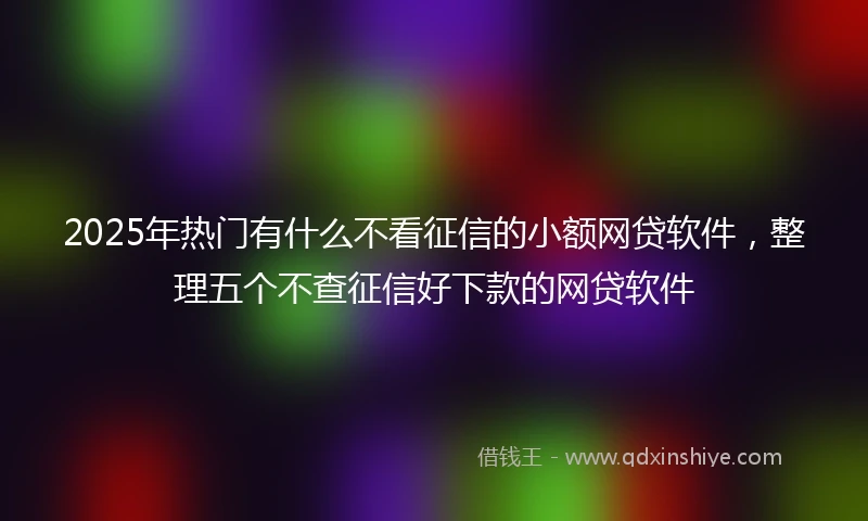 2025年热门有什么不看征信的小额网贷软件，整理五个不查征信好下款的网贷软件