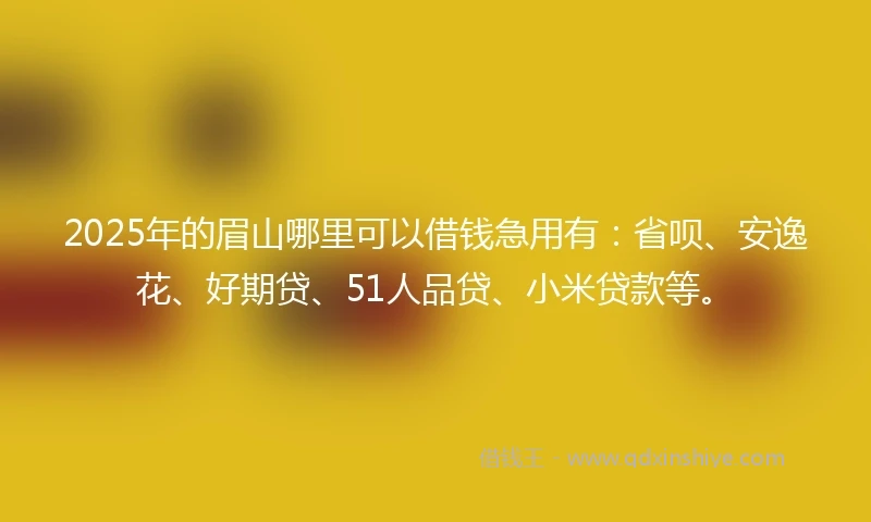 2025年的眉山哪里可以借钱急用有：省呗、安逸花、好期贷、51人品贷、小米贷款等。