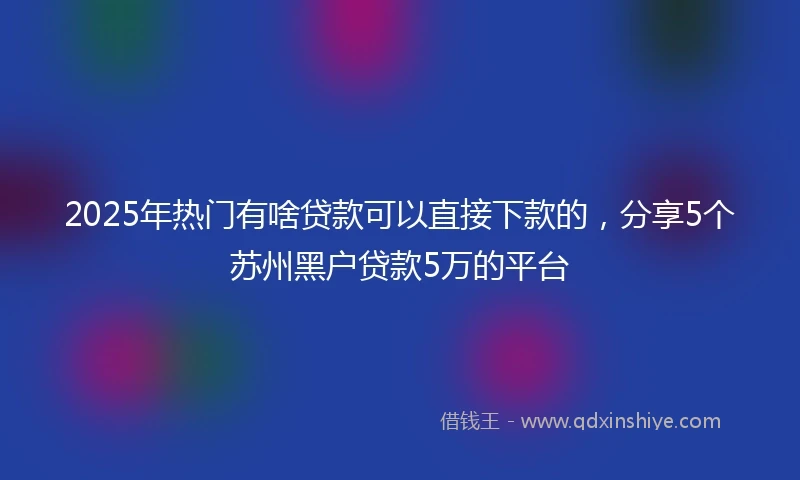 2025年热门有啥贷款可以直接下款的，分享5个苏州黑户贷款5万的平台