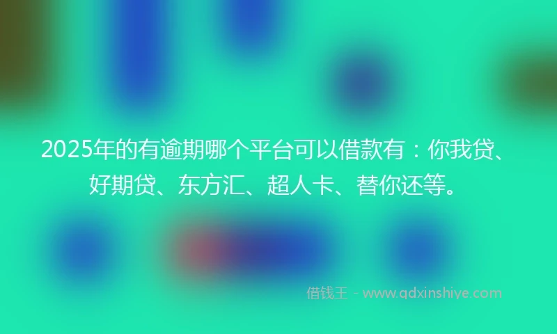 2025年的有逾期哪个平台可以借款有：你我贷、好期贷、东方汇、超人卡、替你还等。