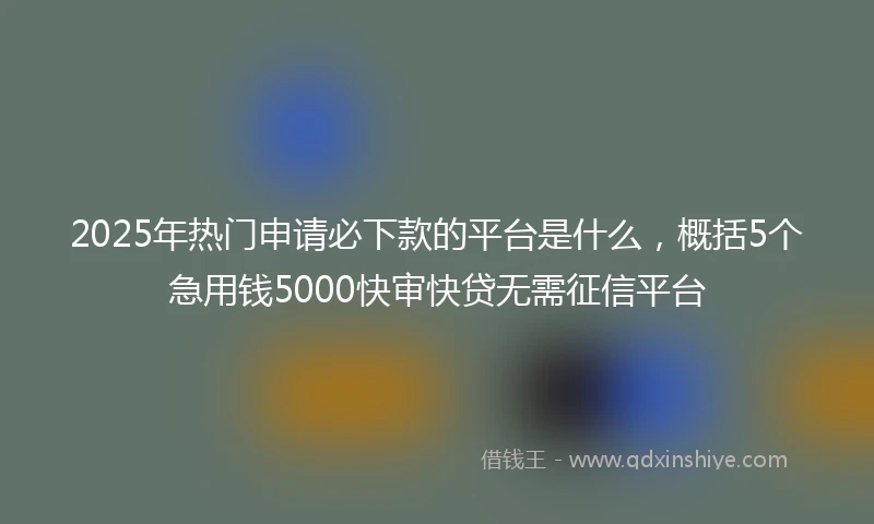 2025年热门申请必下款的平台是什么，概括5个急用钱5000快审快贷无需征信平台