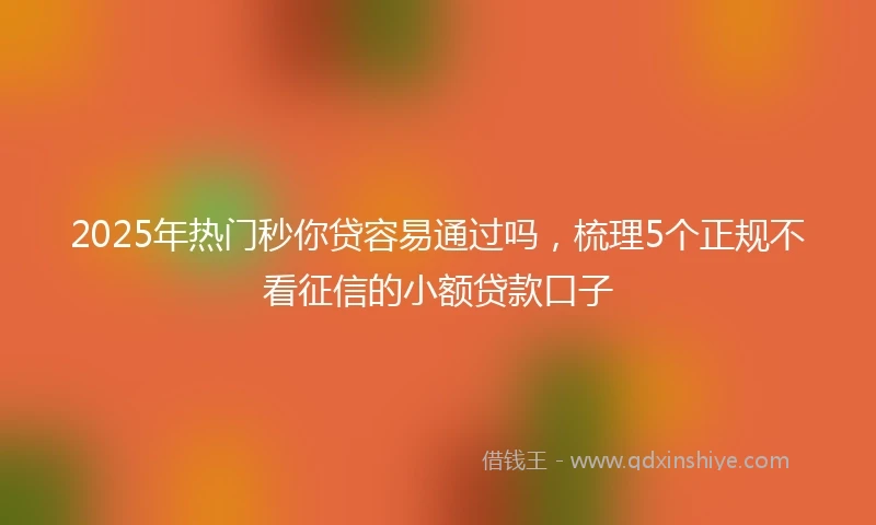 2025年热门秒你贷容易通过吗，梳理5个正规不看征信的小额贷款口子