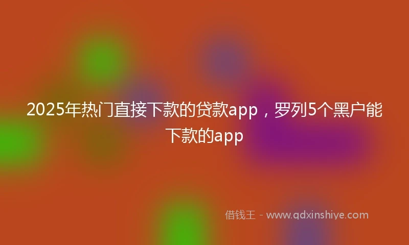 2025年热门直接下款的贷款app，罗列5个黑户能下款的app