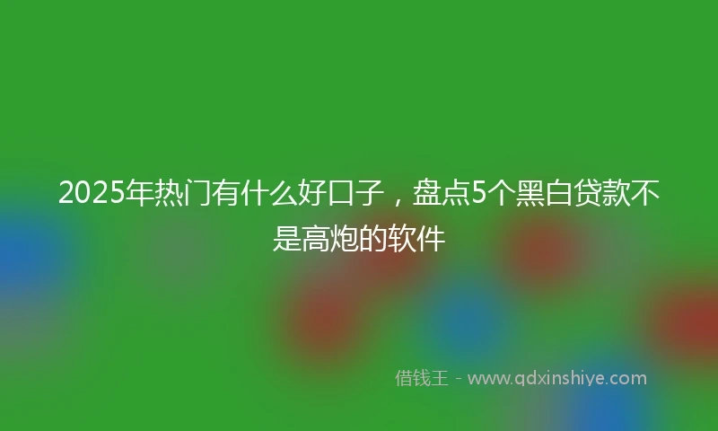 2025年热门有什么好口子，盘点5个黑白贷款不是高炮的软件