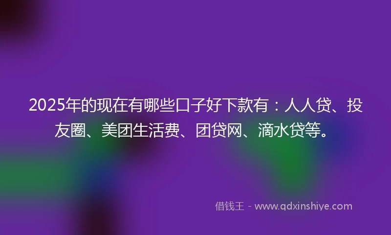 2025年的现在有哪些口子好下款有：人人贷、投友圈、美团生活费、团贷网、滴水贷等。