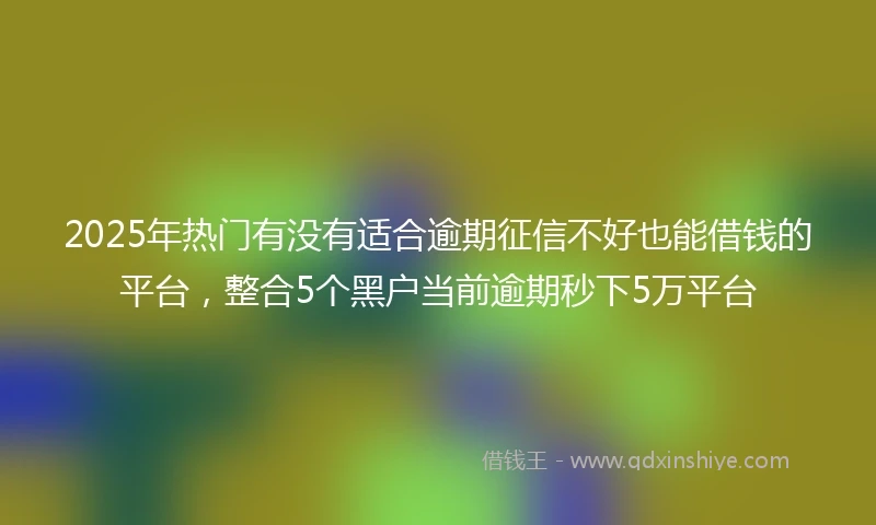 2025年热门有没有适合逾期征信不好也能借钱的平台，整合5个黑户当前逾期秒下5万平台