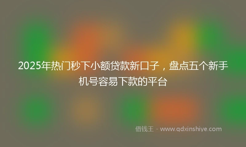 2025年热门秒下小额贷款新口子，盘点五个新手机号容易下款的平台