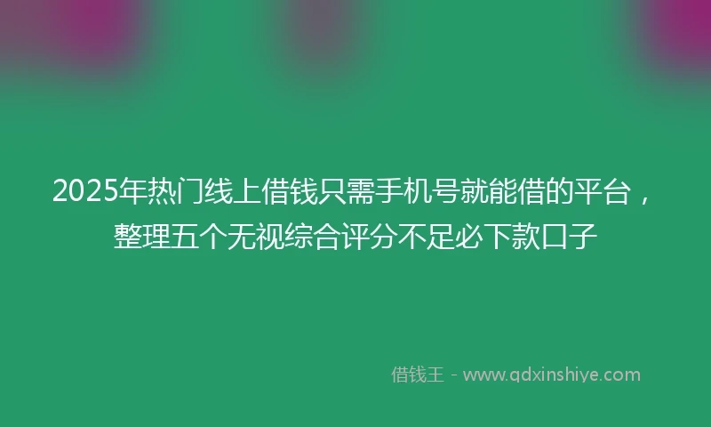 2025年热门线上借钱只需手机号就能借的平台，整理五个无视综合评分不足必下款口子