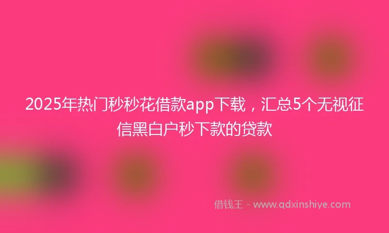 2025年热门秒秒花借款app下载，汇总5个无视征信黑白户秒下款的贷款