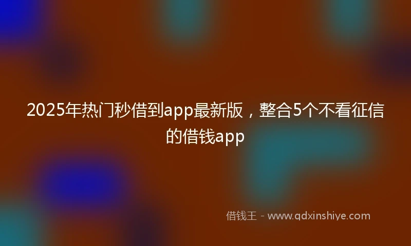 2025年热门秒借到app最新版，整合5个不看征信的借钱app