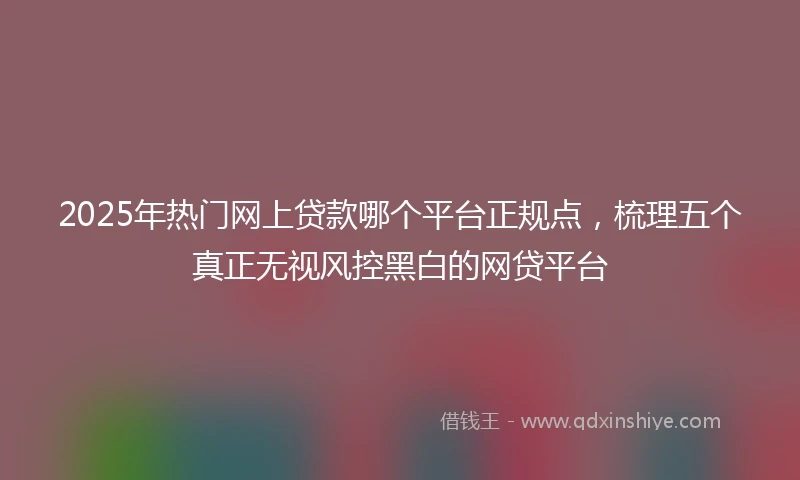 2025年热门网上贷款哪个平台正规点，梳理五个真正无视风控黑白的网贷平台