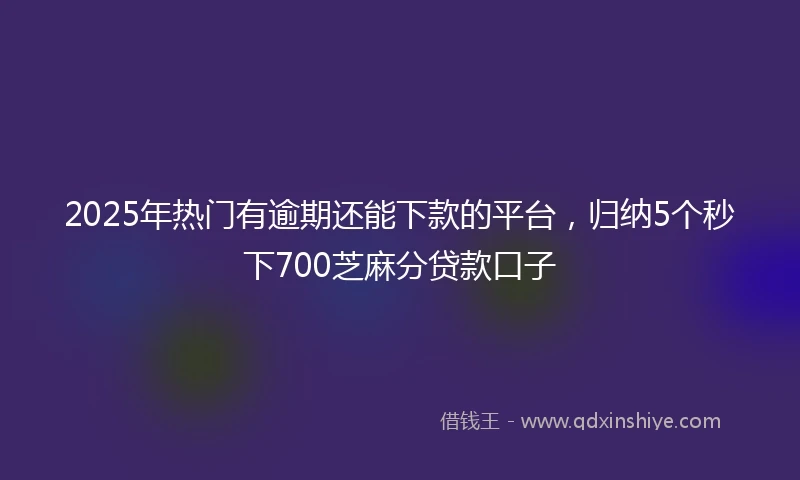 2025年热门有逾期还能下款的平台，归纳5个秒下700芝麻分贷款口子
