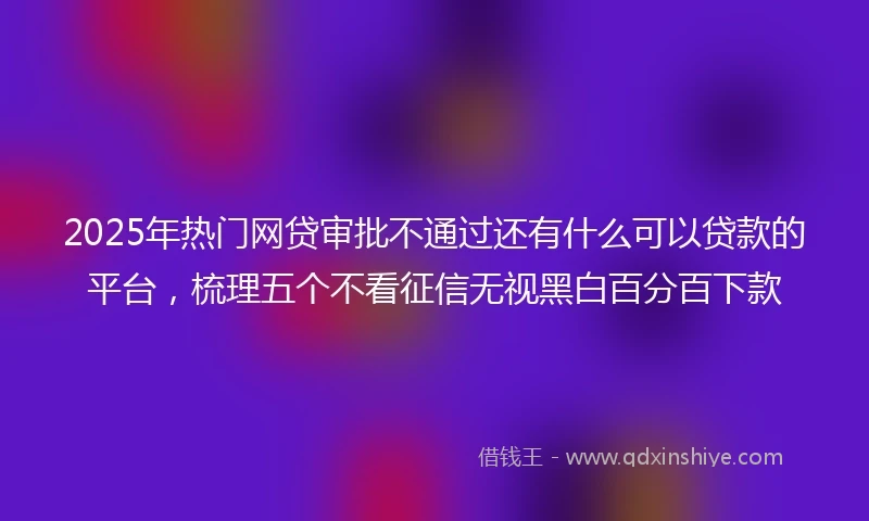 2025年热门网贷审批不通过还有什么可以贷款的平台，梳理五个不看征信无视黑白百分百下款