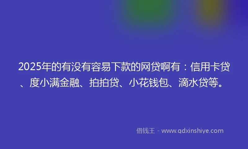 2025年的有没有容易下款的网贷啊有：信用卡贷、度小满金融、拍拍贷、小花钱包、滴水贷等。