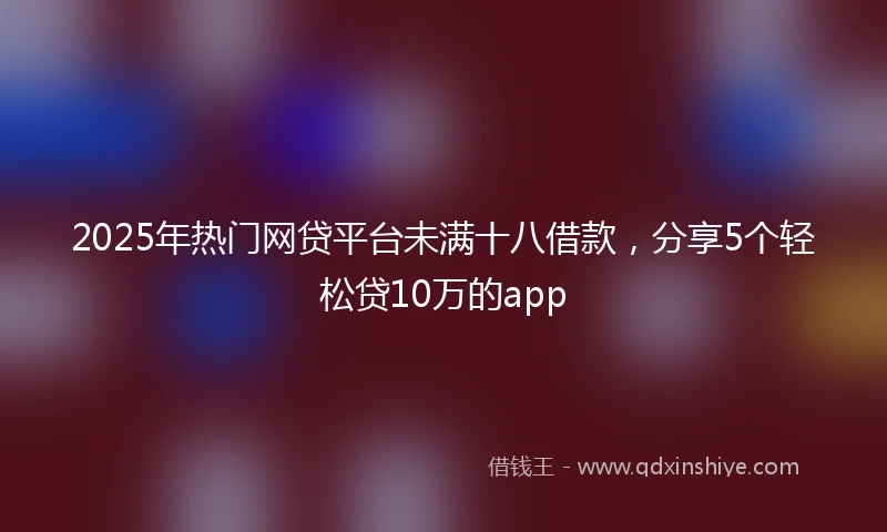 2025年热门网贷平台未满十八借款，分享5个轻松贷10万的app