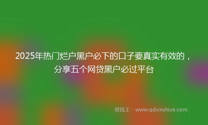 2025年热门烂户黑户必下的口子要真实有效的，分享五个网贷黑户必过平台