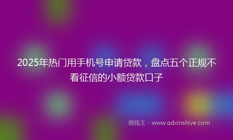 2025年热门用手机号申请贷款，盘点五个正规不看征信的小额贷款口子