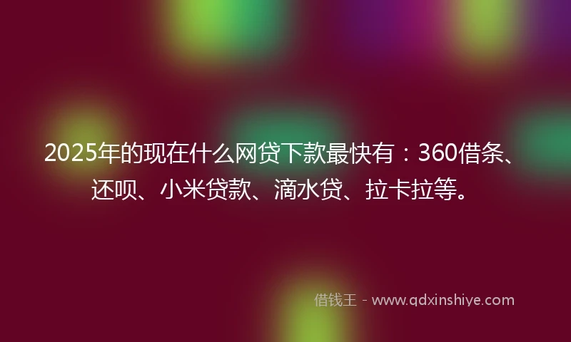 2025年的现在什么网贷下款最快有：360借条、还呗、小米贷款、滴水贷、拉卡拉等。