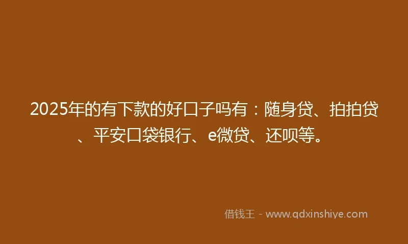 2025年的有下款的好口子吗有：随身贷、拍拍贷、平安口袋银行、e微贷、还呗等。