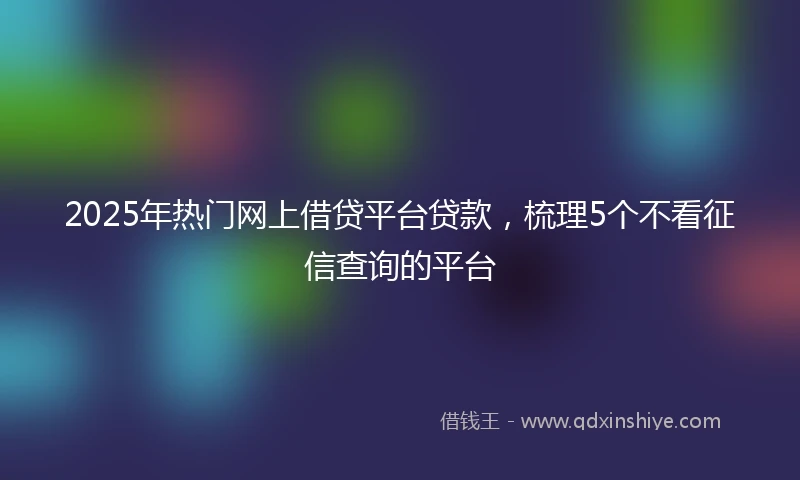 2025年热门网上借贷平台贷款，梳理5个不看征信查询的平台