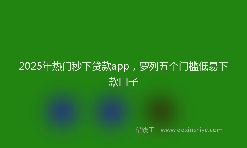 2025年热门秒下贷款app，罗列五个门槛低易下款口子