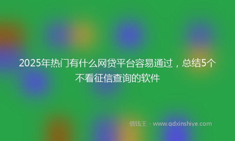 2025年热门有什么网贷平台容易通过，总结5个不看征信查询的软件